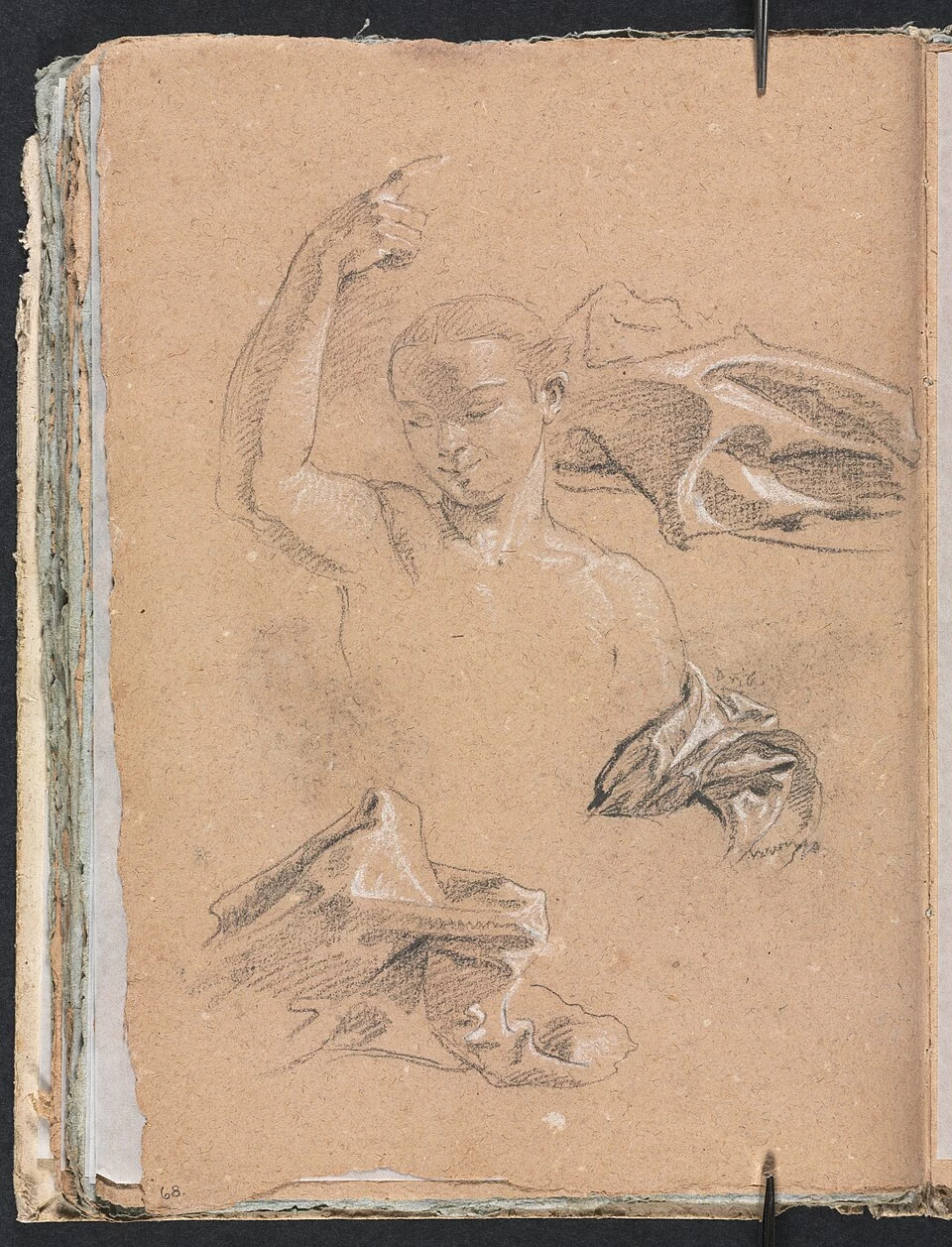 Figura con braccio destro alzato e studi di drappeggio - Cleveland Museum of Art